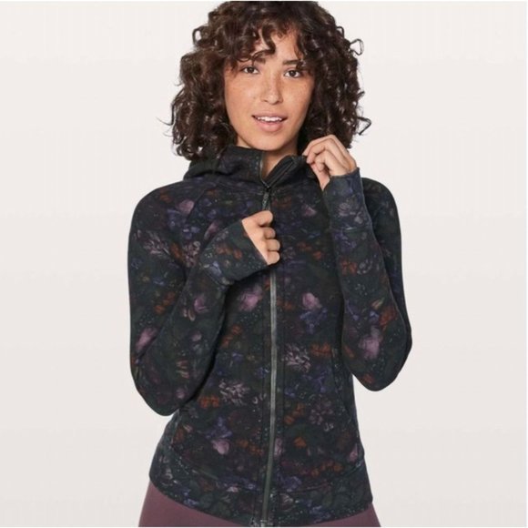 lululemon athletica Tops - LULULEMON Scuba Hoodie Light Cotton Fleece Frozen Flourish Multi / Black Sz 10